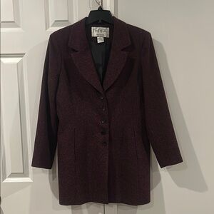 Mary Mcfadden Collection Womens Suit Jacket Blazer Purple Heathered Pockets